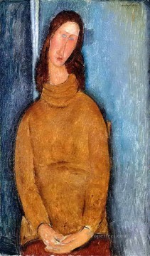  hebuterne Painting - jeanne hebuterne in a yellow jumper 1919 Amedeo Modigliani